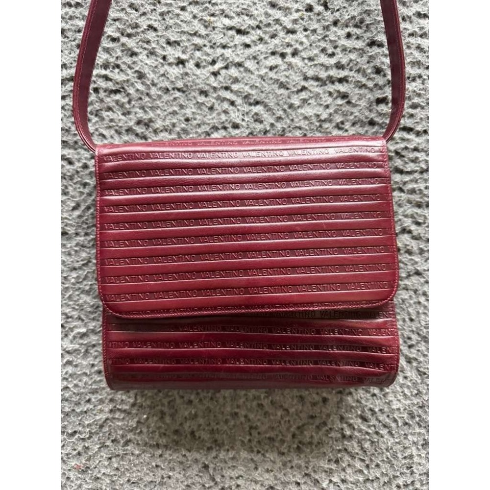 Valentino By Mario Valentino Logo Embossed Leather Small Crossbody Bag Maroon